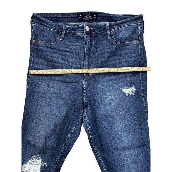 Hollister Womens Ultra High-Rise Jean Legging W33 L28 Blue Denim Distressed - Picture 7 of 9